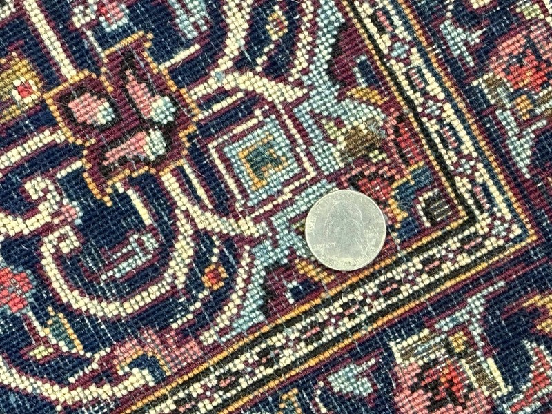Small Per'sian Rug 2x3 Red Navy Blue Handmade Vintage Carpet Semi Open Field gallery
