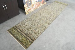 Turkish Rug Runner Hand-Knotted Carpet Vintage Runner Rug Oushak Rug 2×9 ft,1201