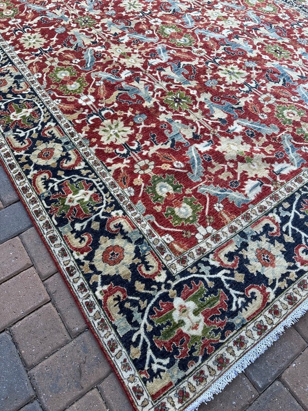 Contemporary Handmade Afghan Oriental Rug, Geometric Allover Design, 9x12 gallery