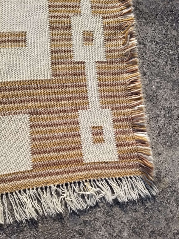 Vintage Traditional Handmade Swedish Wool Multicolor Kilim 203x132cm gallery