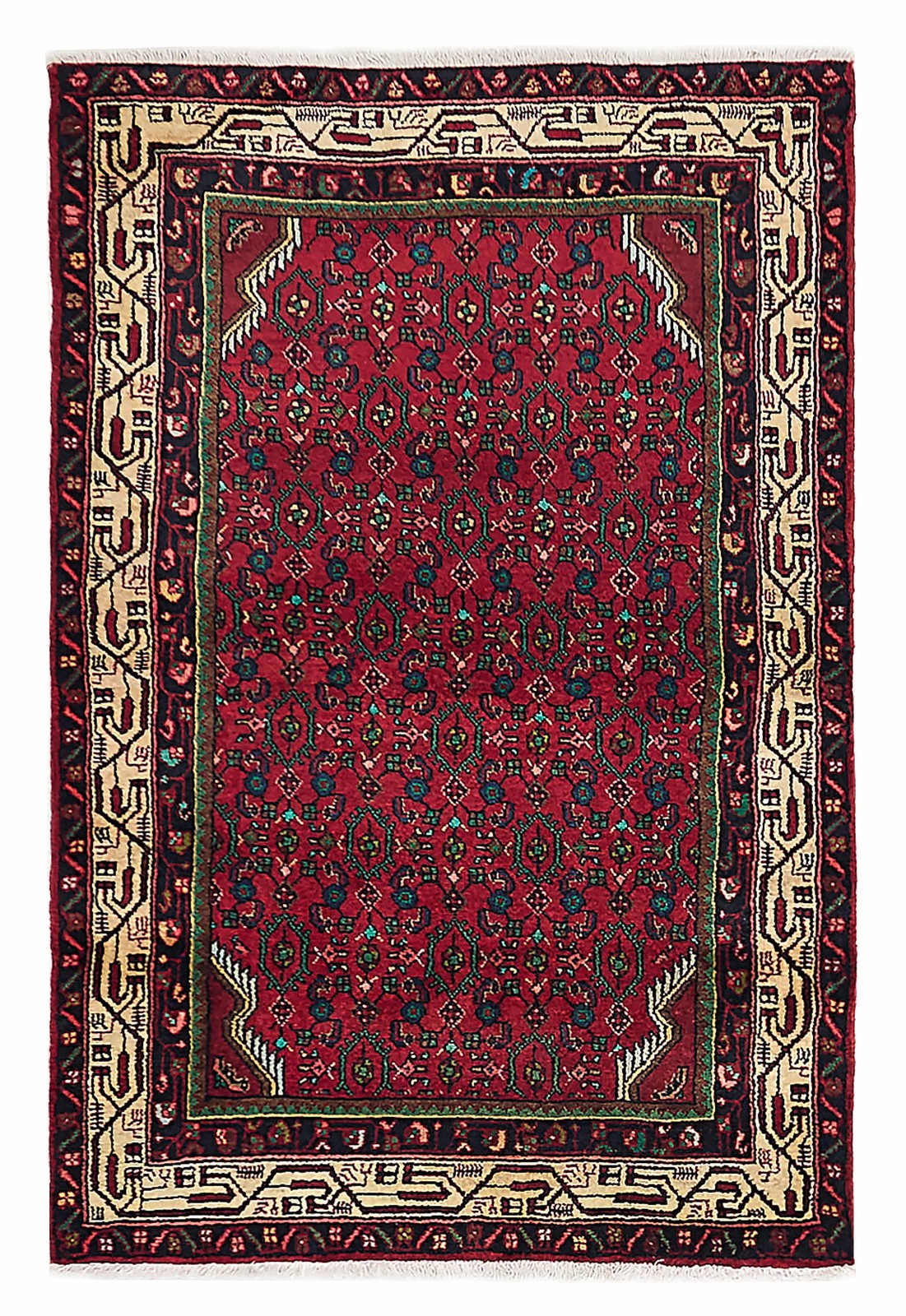 Vintage 3'5" x 5'1" Traditional Hand Knotted Vegetable Dye Wool Area Rug gallery