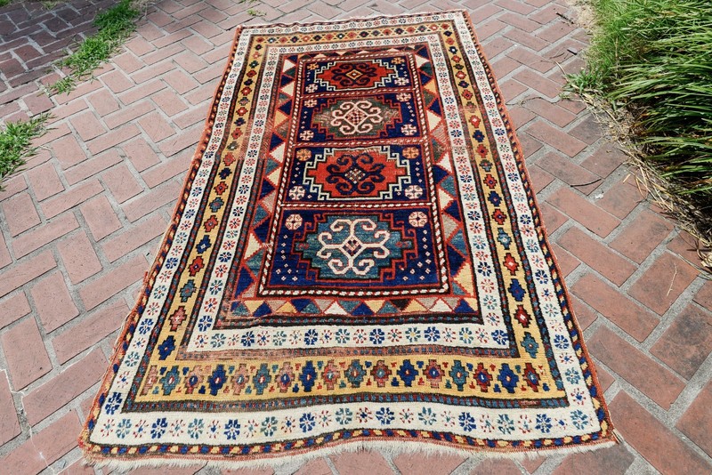 EXCEPTIONAL ANTIQUE ARMENIAN 'COMPARTMENT' KAZAK RUG CARPET gallery