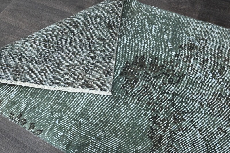 Vintage Turkish Runner Rug 2x8ft GREEN Handmade Anatolian Oushak Hallway Wool gallery