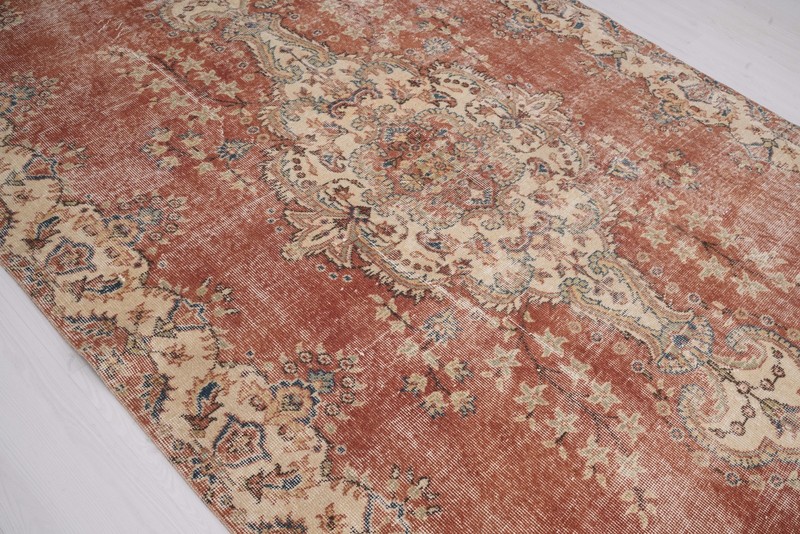 Vintage Turkish Oushak Wool Area Rug 5x9 ft Neutral Handmade Antique Carpet 486 gallery