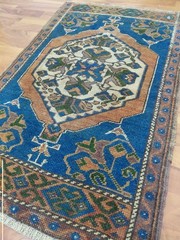 1900s Antique Prayer Rug Special Product Blue Rug Handmade Wool Rug Medium Rug