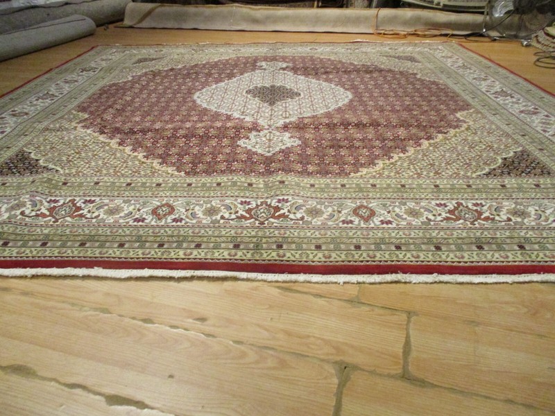 10' SQUARE FINE Mahi Medallion Handmade-knotted Wool/Silk Oriental Rug 582649 gallery