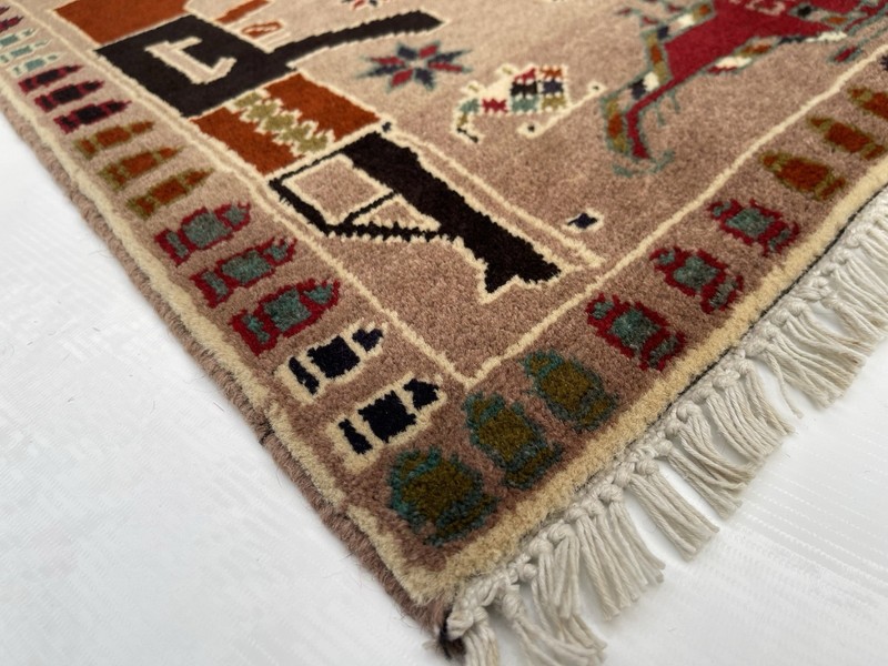 91x63 Cm Afghan War Rug War Rug Beautifully Made Wool Rug Handicrafts #366 gallery
