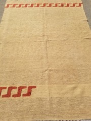 Vintage Traditional Handmade Oriental Wool Beige Kilim 7×5.1ft
