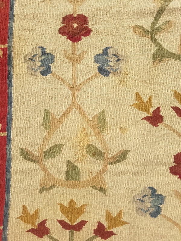 Vintage Handmade Scandinavian Style Floral Wool Multicolor Kilim Rug 5.1x3.0 ft gallery