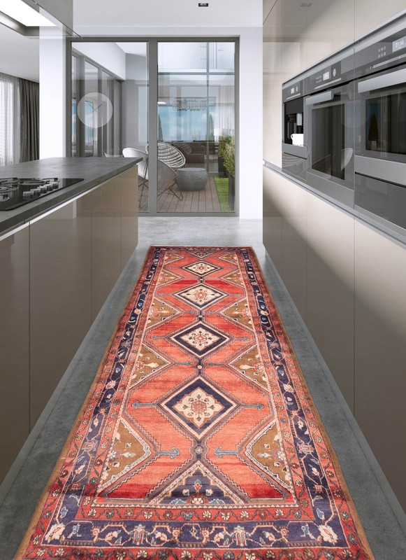 Vintage Hand-knotted Runner Rug 3'6" x 9'9" Traditional Oriental Wool Carpet gallery