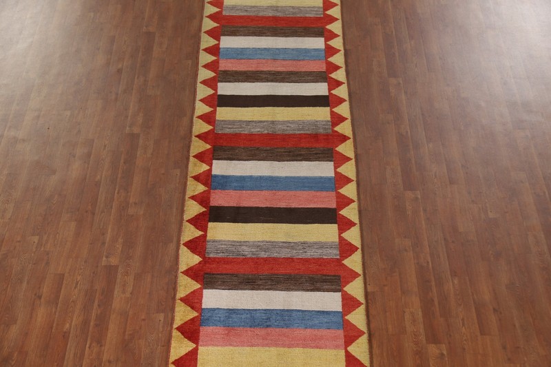 Vegetable Dye Pastel Color Gabbeh Long Runner Rug 3x19 Hand-knotted Wool Carpet gallery