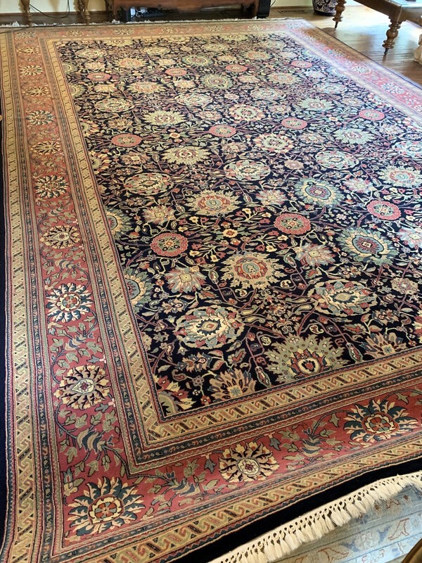 12' x18' MAHAL Design Handmade large Oriental Rug Navy blue background 12x18 FT. gallery