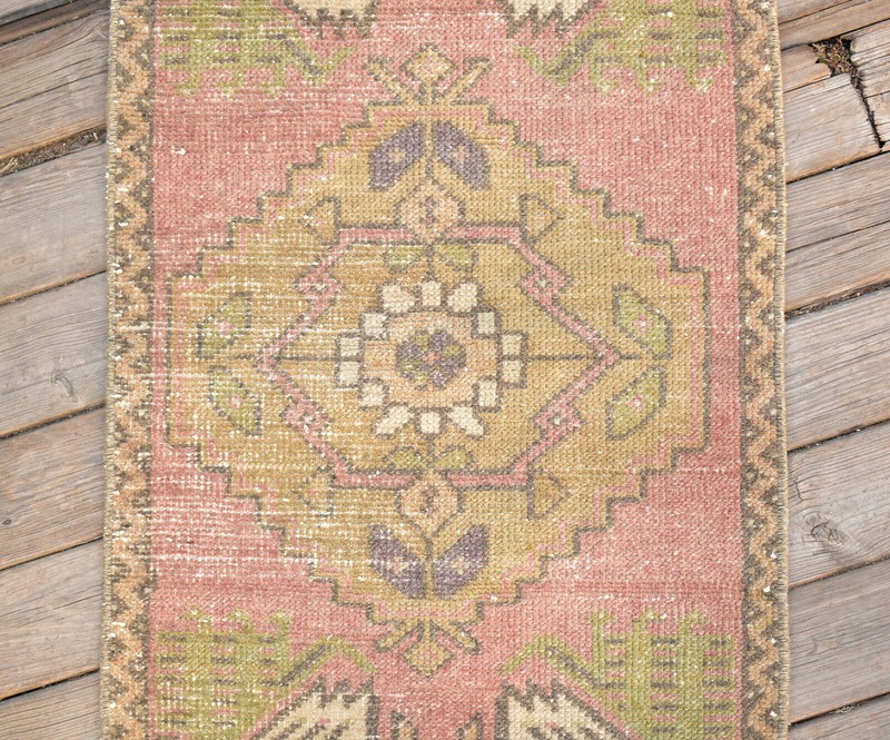 Turkish Carpet Hand Knotted 1x3 Size Doormat Chair Multi Color Rug 47x104cm gallery