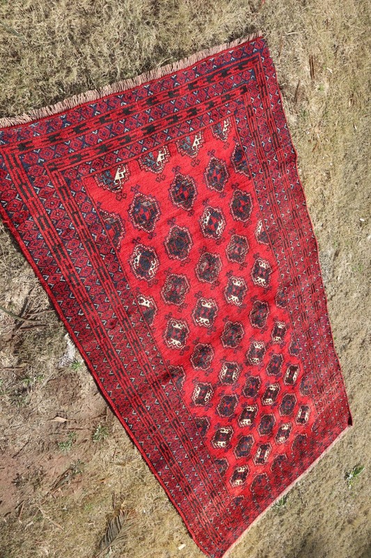 Vintage Afghan Gorgeous Tribal Natural Vegetable Dye Morey Bukhara Turkoman Rug gallery
