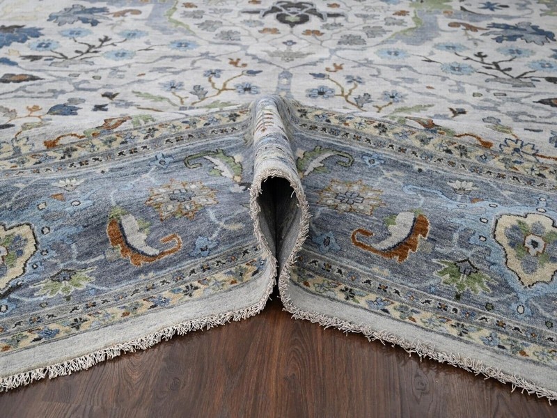 12'x18'Gray, Hand Knotted, Angora Oushak With All Over Design, Dense Weave, Rug gallery