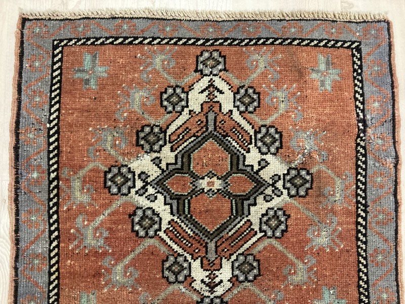 Square rug, Orange rug, Turkish rug, Vintage rug, Doormat rug, 1.8 x 2.1 ft gallery