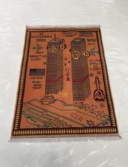 #599 Handmade rug 9/11 twin towers War Rug Afghan War Rug Handicrafts 128×95 Cm