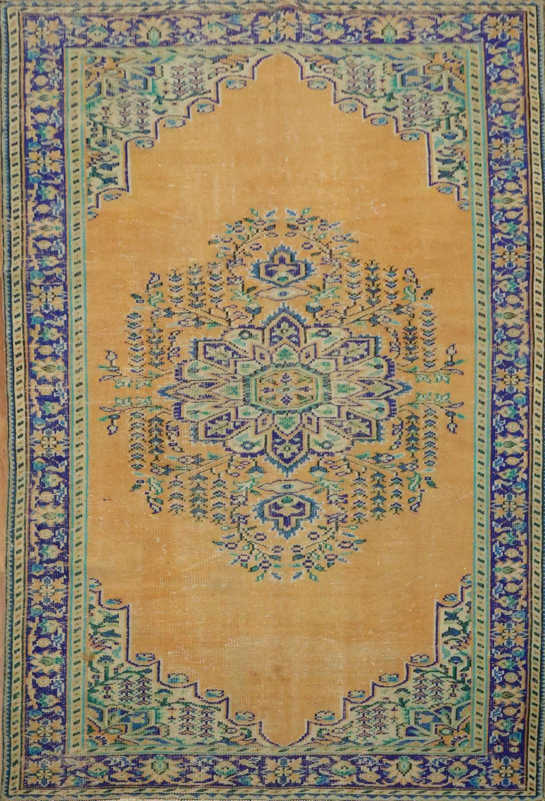 Distressed Anatolian Turkish Area Rug 6x9 Handmade Wool Vintage for Living Room gallery