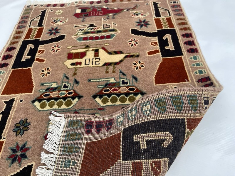 91x63 Cm Afghan War Rug War Rug Beautifully Made Wool Rug Handicrafts #366 gallery