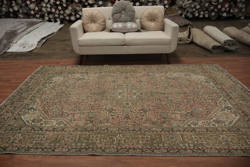Elegant Pink Antique-Style Rug in Subtle Earthy Tones handmade Room Size Rug 6x9 gallery
