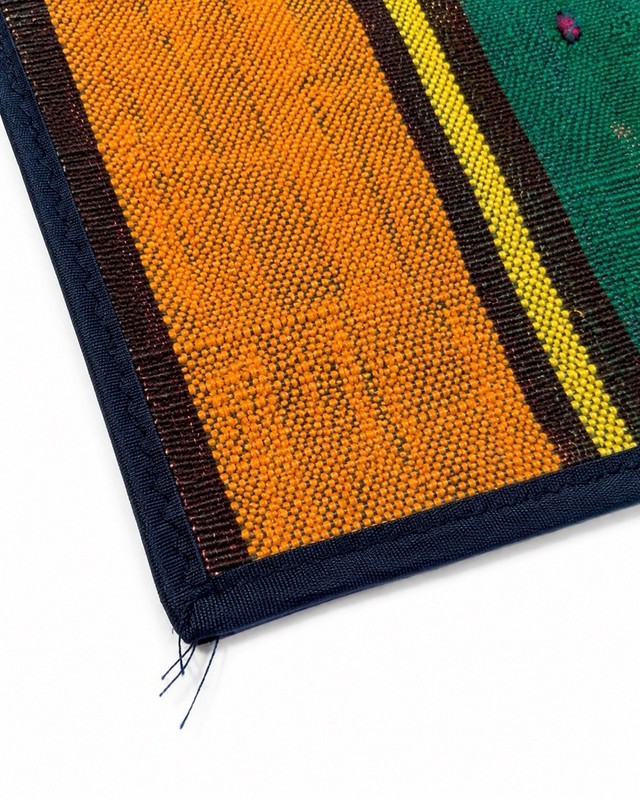 Vintage Afghan Wool Silk Kilim Rug Mat Handmade Striped Orange Green 13x13 gallery