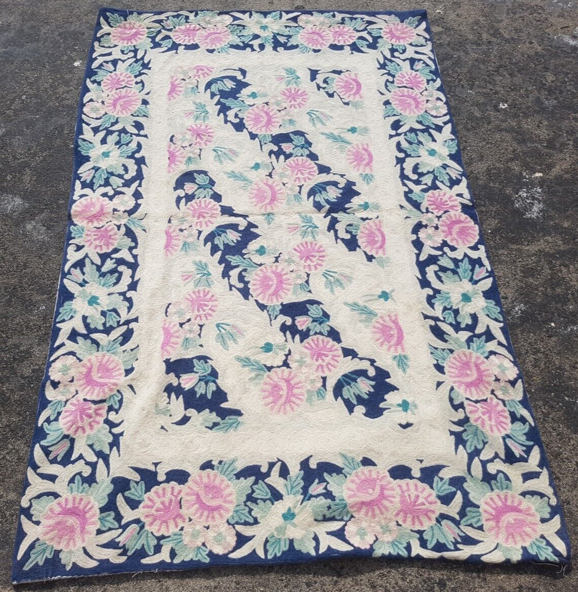 Vintage Hand Woven Traditional Kashmiri Floral Multicolor Kilim Rug 160x100 cm gallery