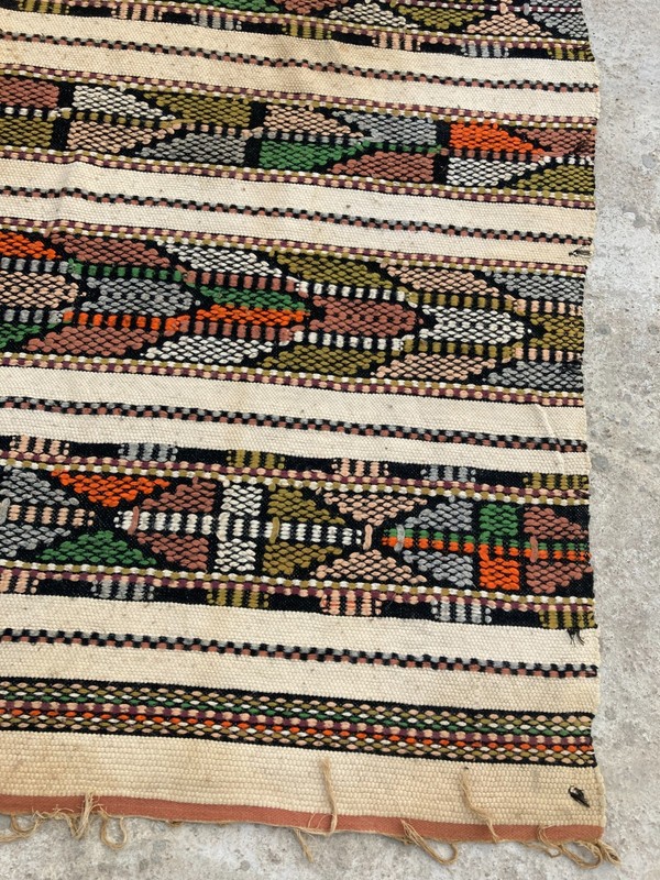 Vintage Handmade Turkish Anatolian Striped Wool Kilim Rug 285x178 cm gallery