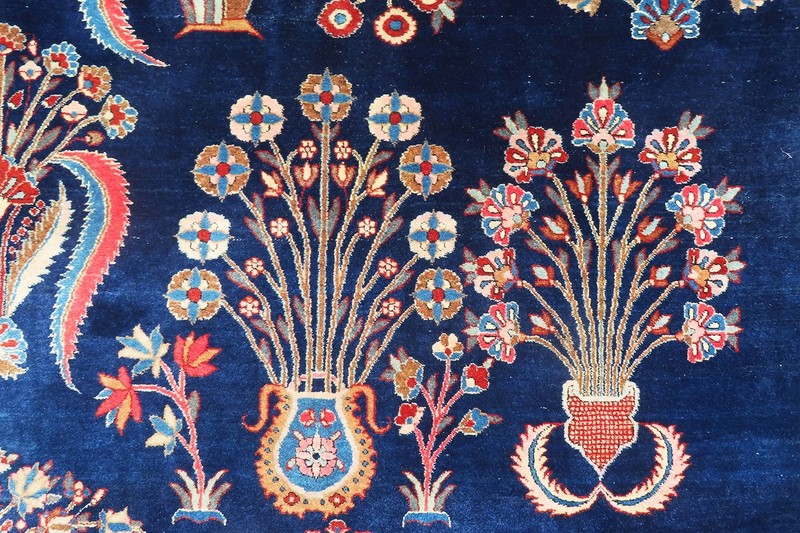 EXQUISITE, SUBLIME, ANTIQUE, ONE OF THE KIND, BOLD 1920 DABIR KESHAN LARGE RUG. gallery