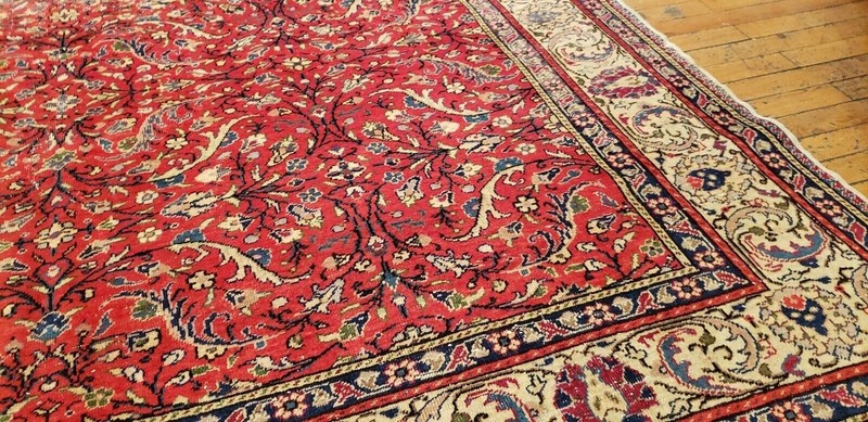 Beautiful 1940-1950s Vintage Pomegranate Dye Wool Pile Kayseri Rug 7x10ft gallery