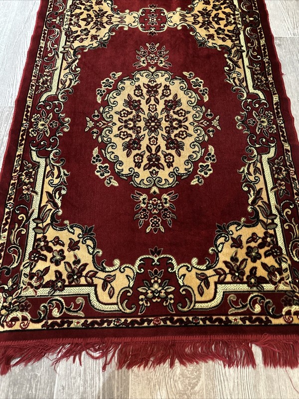 Vintage Turkish Rug Deep Burgundy/Gold SILK and WOOL Runner 12.75 Ft x 2.75 Ft gallery