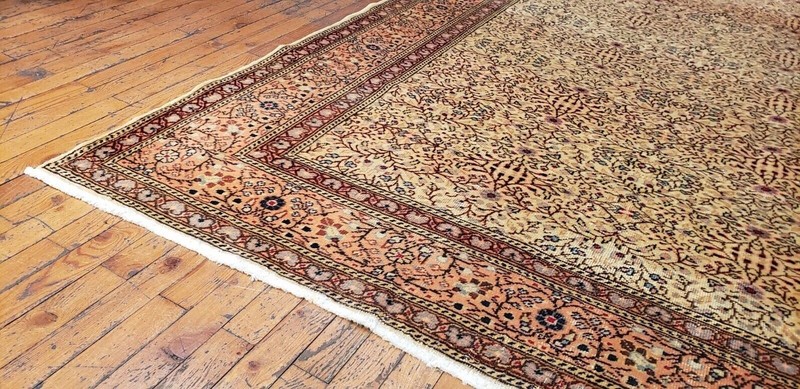 Exquisite Cr1930-1939s Antique Wool Pile Floral Patterned Bunyan Rug 6'7"×9'8" gallery