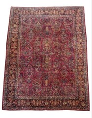 ANTIQUE handwoven authentic Sarouk rug size 9’10” X13ft red Circa 1920s