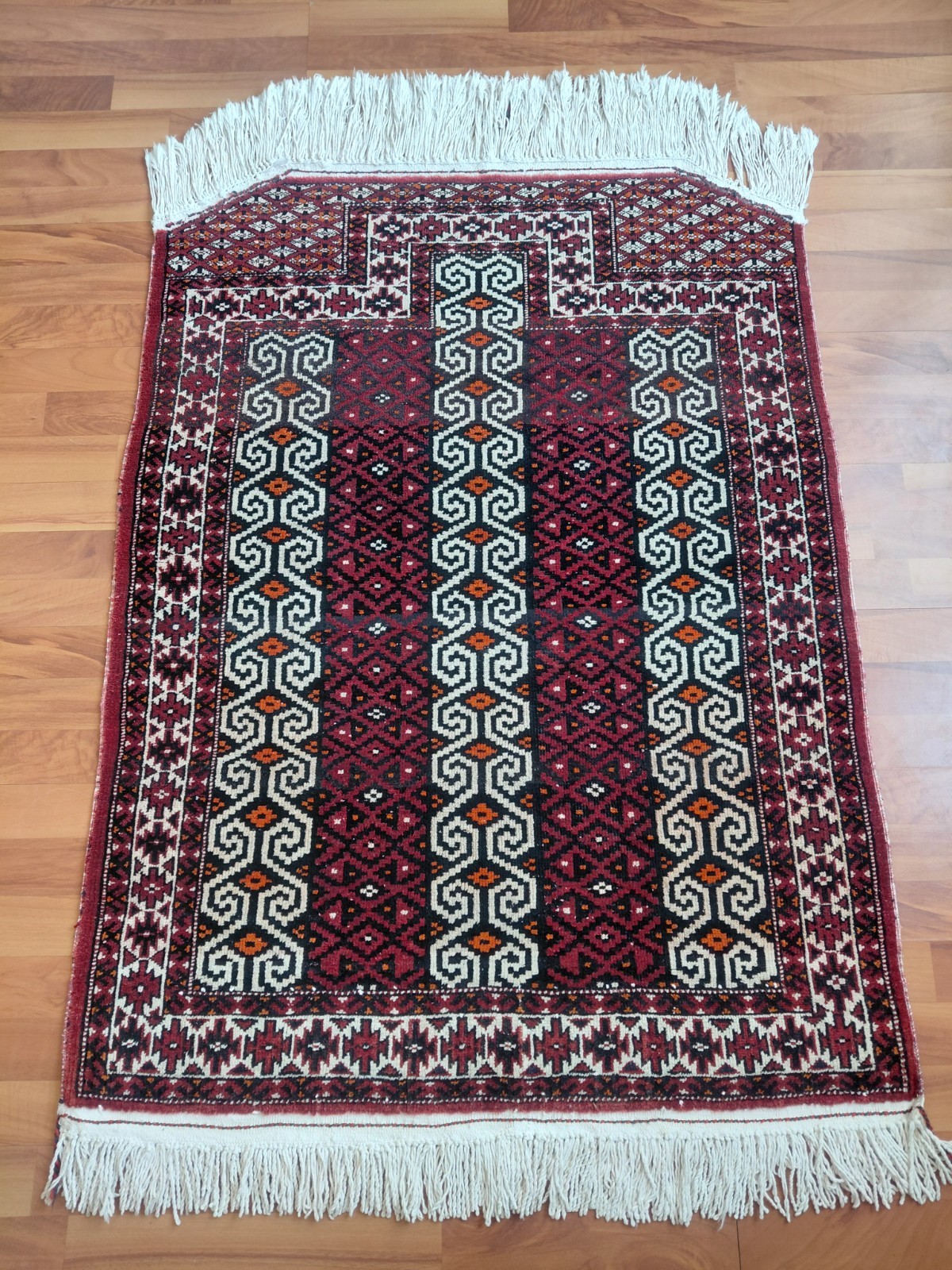 Antique Turkoman Rug Geometric Kitchen Decor Rug Handmade Wool Carpet Rug gallery
