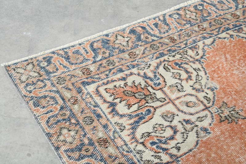 Antique turkish rug, hand-knotted vintage carpet,oushak muted area rug 4x8 1318 gallery