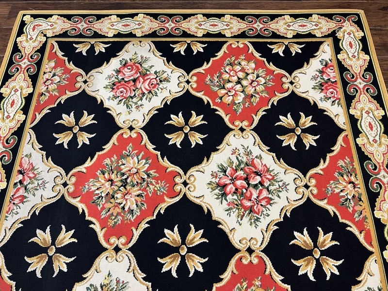 Wide Runner Rug 6x17 ft Custom Made Vintage Stark Carpet Red Black Ivory Floral gallery
