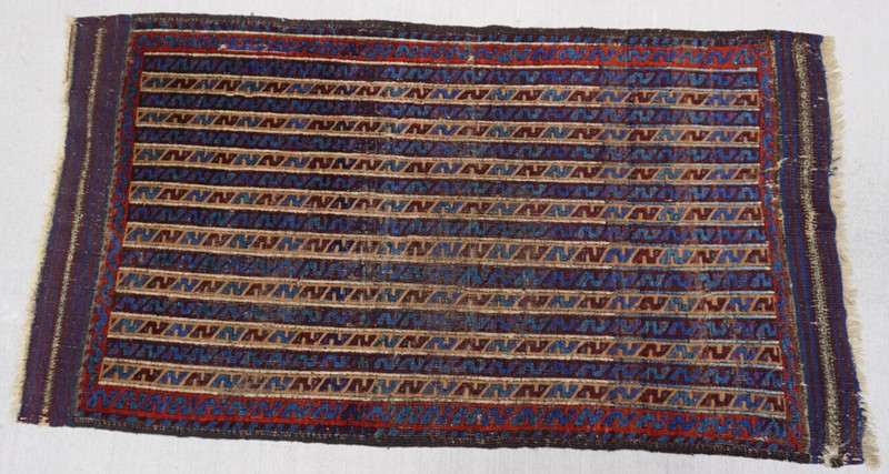 ANTIQUE BALUCHH STRIPPED HAND KNOTTED 3' x 5'5" WOOL TRIBAL ORIENTAL RUG gallery