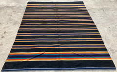 Vintage Handmade Mexican Serape Striped Traditional Wool Kilim Rug 217×164 cm