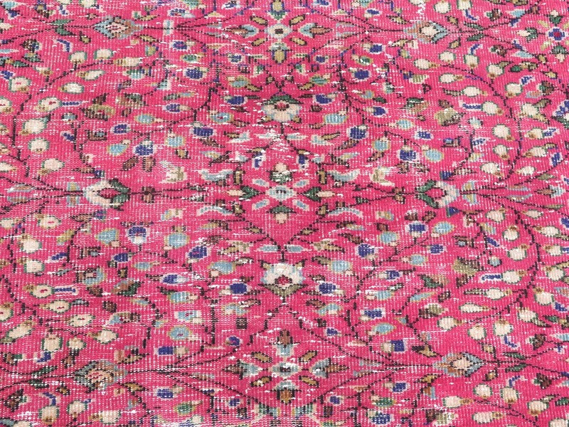 Vintage Turkish Rug, Pink Oushak Rug, Floor Carpet Handmade Wool Rugs 74"X112" gallery