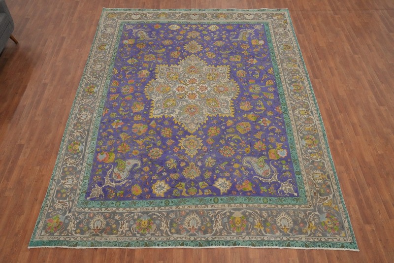 Purple Wool Medallion Living Room Area Rug 10x13 Over-Dyed Traditional Carpet gallery