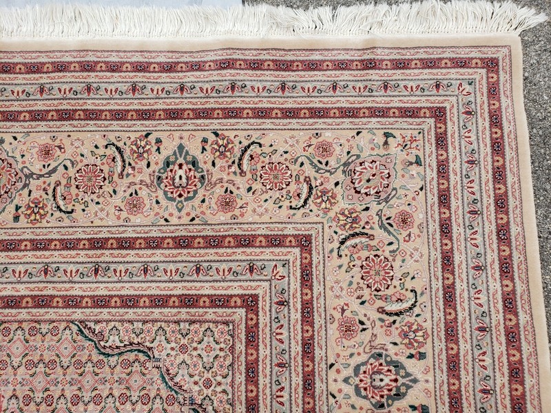 Stunning Oversized Oriental Rug 12x15 Wool & Silk Palace Carpet Mahi Peach Beige gallery