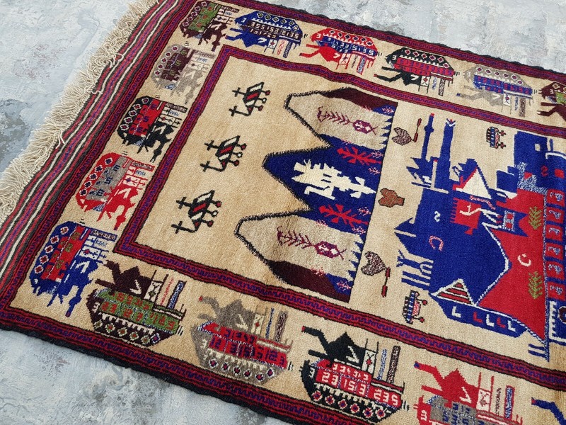 5'x3' Feet Handmade Afghan War Art Rug Best Trible Military War Rug Wool rug gallery