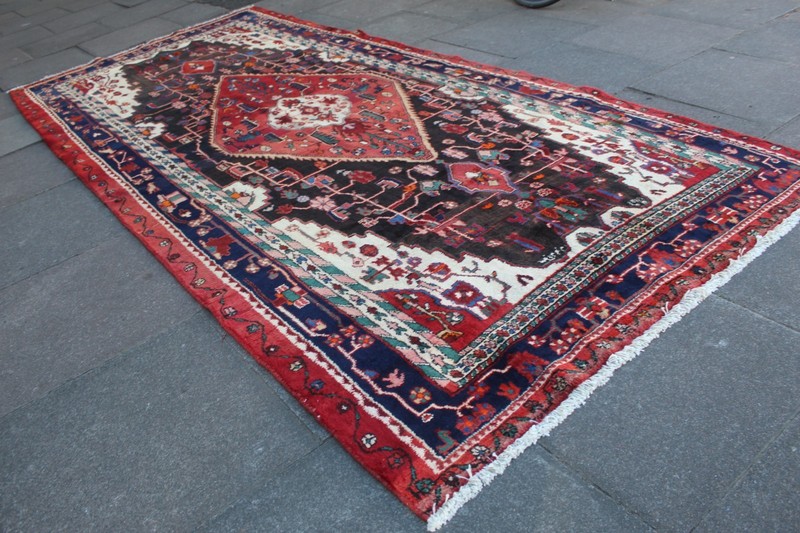 Vintage Hand Made Traditional Oriental Wool Black Long Corridor Carpet 366x166cm gallery