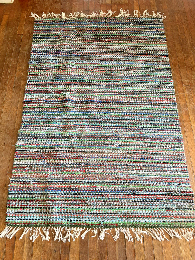 Large Swedish Hand Made Rag Rug (43 x 65 inches) 1930s RARE, HTF