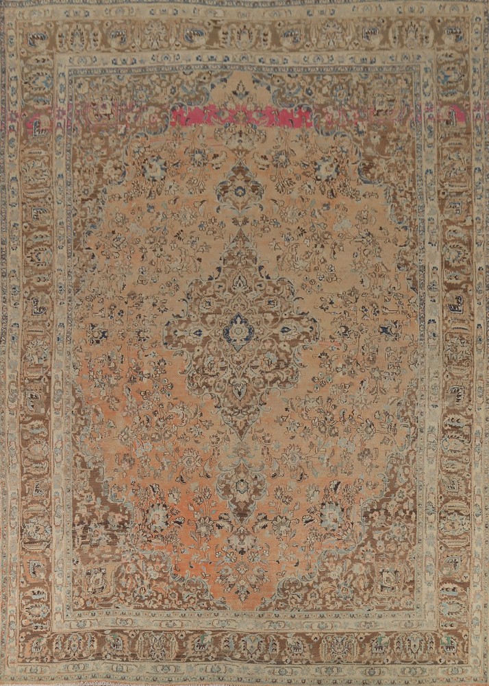 Orange Traditional Area Rug 10x13 Hand-knotted Wool Vintage Living Room Carpet