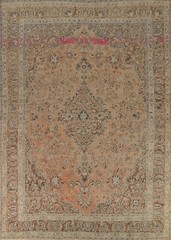 Orange Traditional Area Rug 10×13 Hand-knotted Wool Vintage Living Room Carpet