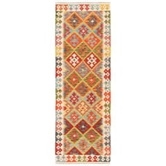 Kelim Afghan 242X79 Cm Handwoven Oriental Carpet Rug Runner