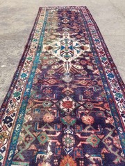 Distressed Vintage Traditional Handmade Persian Wool Multicolor Rug 285x92cm