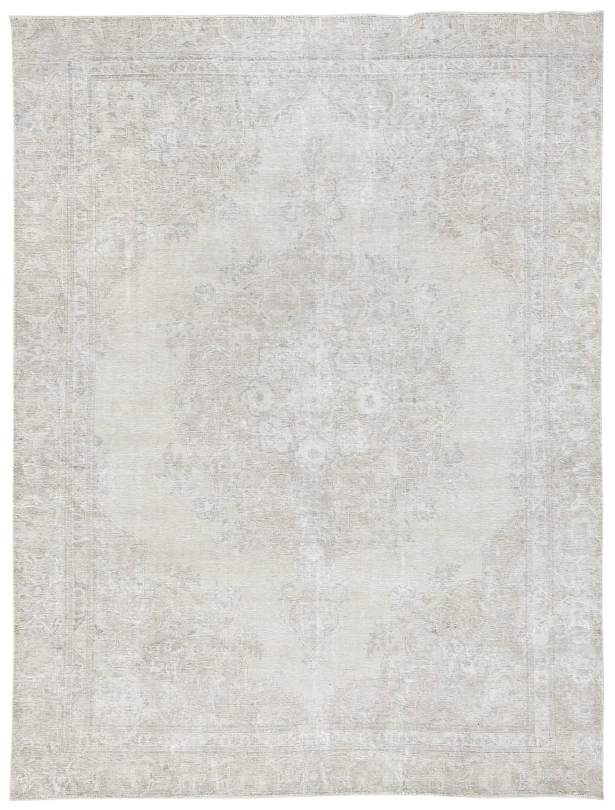 Vintage Oriental Rug Muted Distressed Floral Design Wool Carpet 8'3X10'9 ft gallery