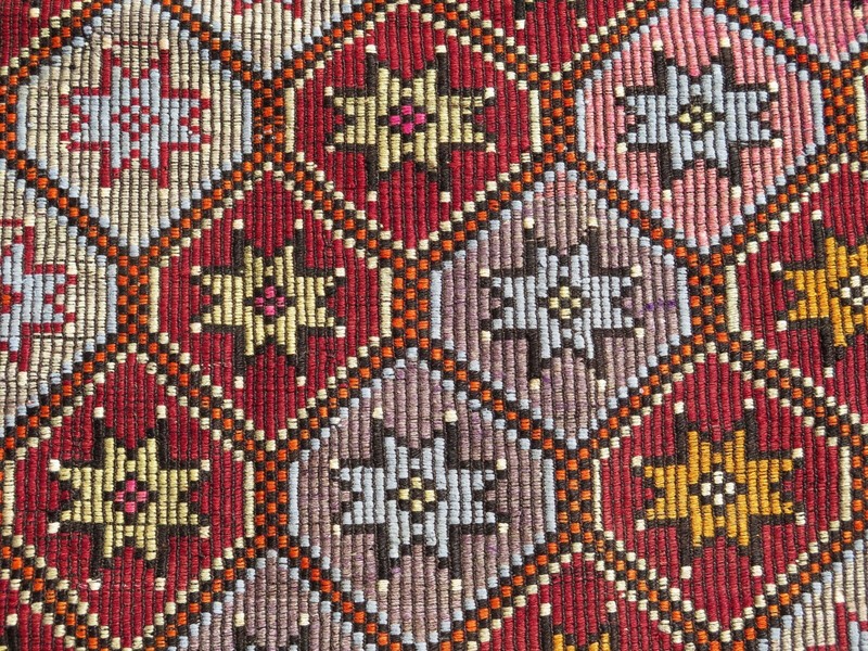 Vintage Turkish Rug Boho Area Rug Large Kilim Floor Rug Wool Rug Carpet 68"x121" gallery