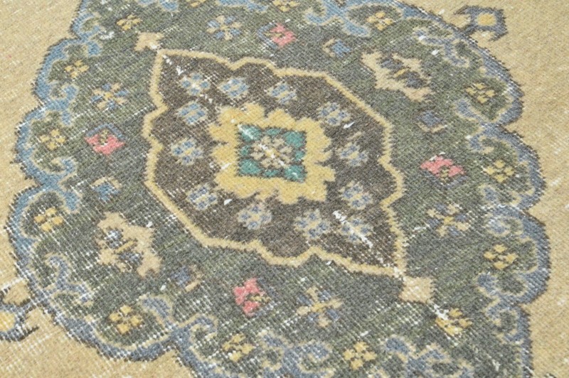 Vintage Turkish Runner Rug 2x12ft Wool Anatolian Handmade Hallway Oushak BEIGE gallery